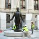 A new statue honoring civil rights activist Octavius Catto is installed at Philadelphia’s City Hall (Kelly Burkhardt)